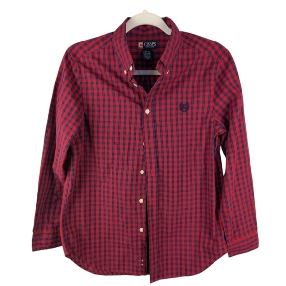 Chaps large (14-16) boy's button down shirt in red navy - Picture 1 of 5